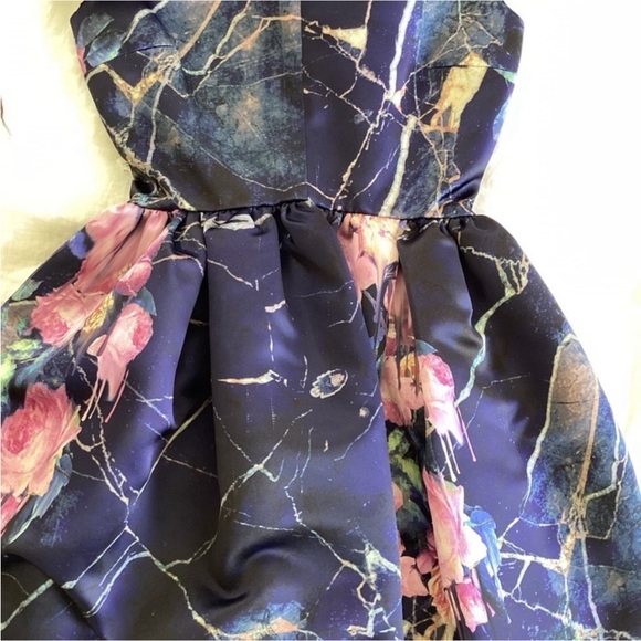 MSGM Duchesse Milan Blue Pink Roses Print Mini Party Dress 2/38 - Picture 7 of 11